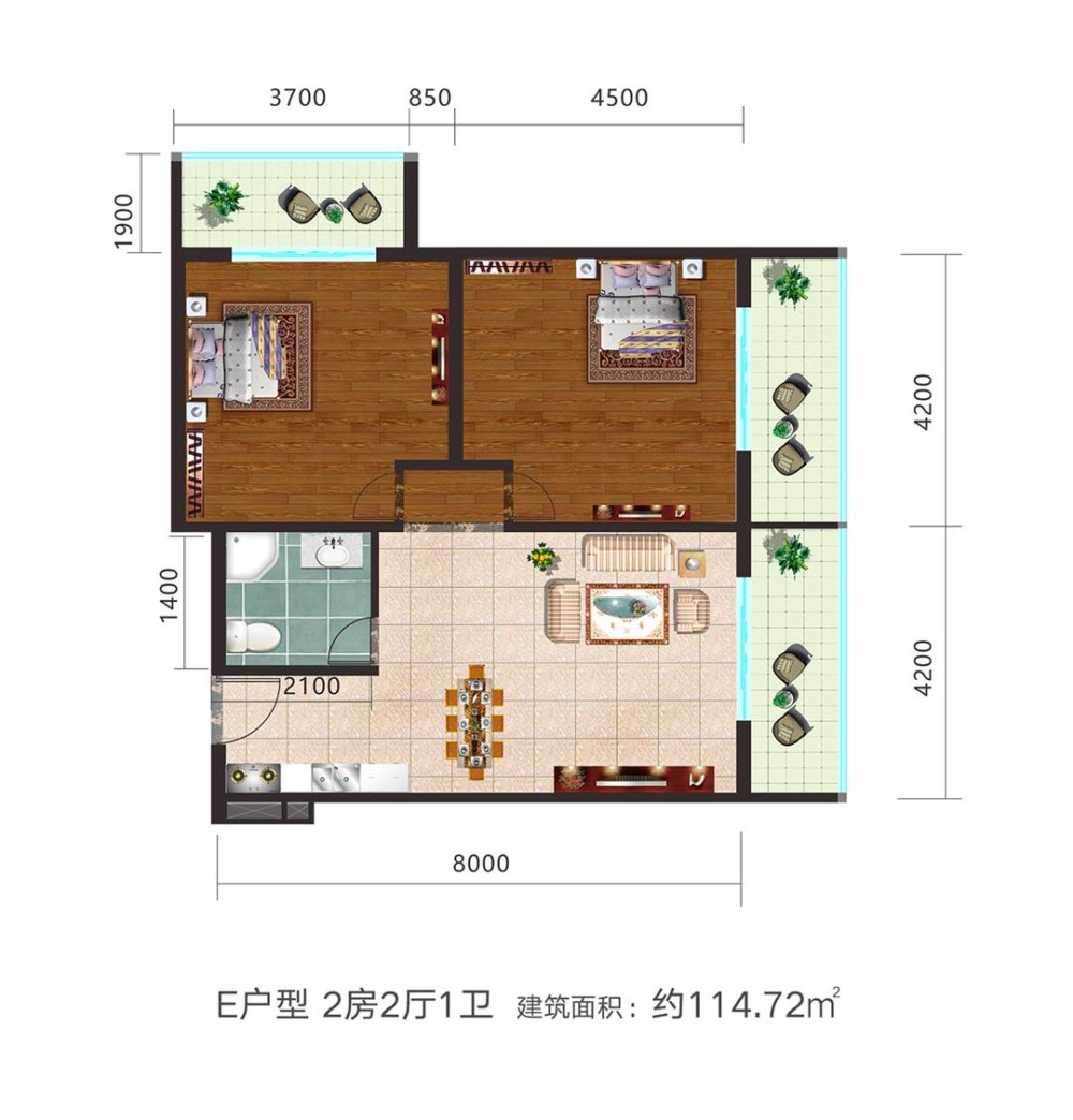 洪城国际度假公寓 E户型