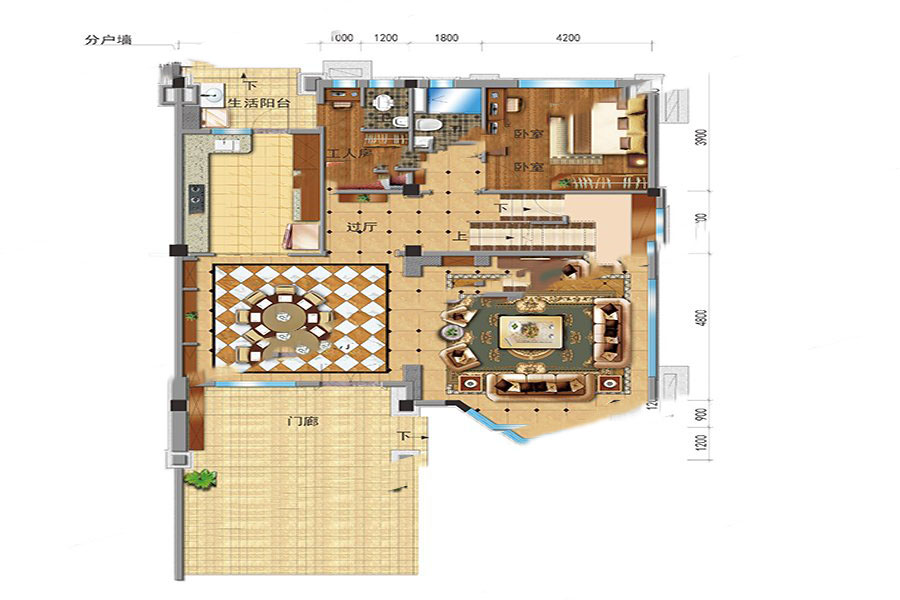 BJ360S别墅一层 6室2厅6卫1厨 350㎡ 245万元-套