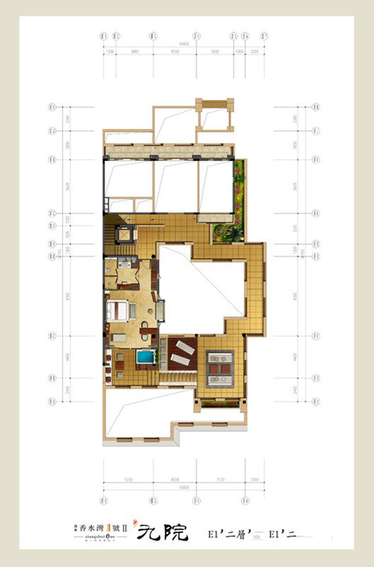 Ⅱ期-九院--E1’户型-一层平面图 4室3厅5卫1厨 246.25㎡