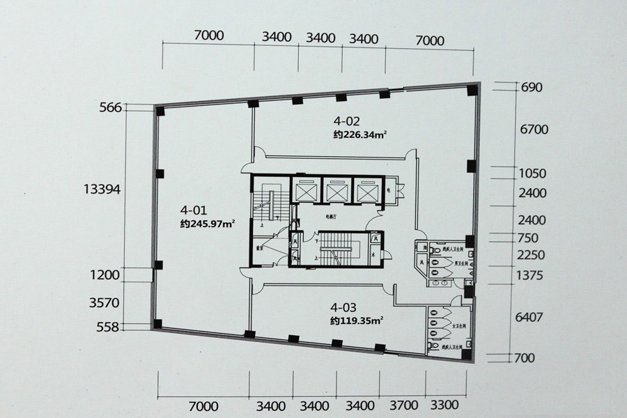莲花池畔写字楼平面图 20~23层 1室0厅0卫0厨 591.66㎡