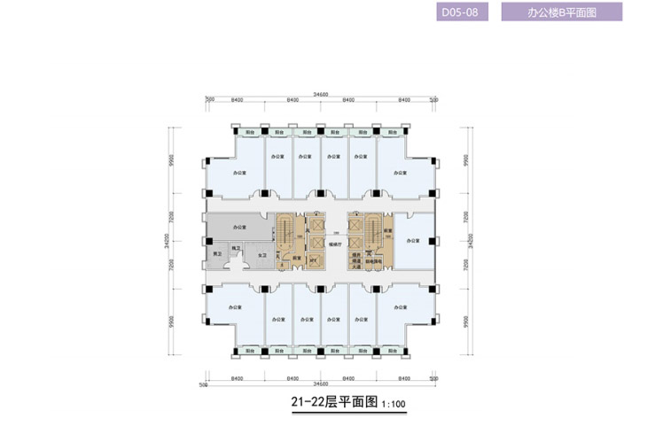 恒福时代中心办公B21-22层层平面图