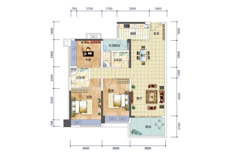 民大蓝海峰境2-3-4栋04户型