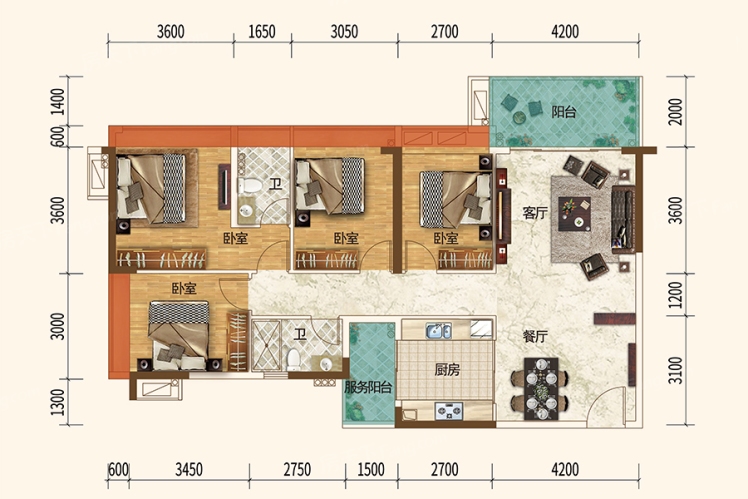 8号楼01户型126 ㎡