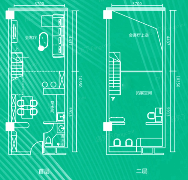 复式公寓户型平面图