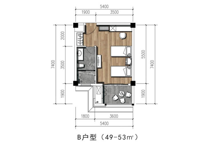 大理悦山海公寓B户型-2#楼户型