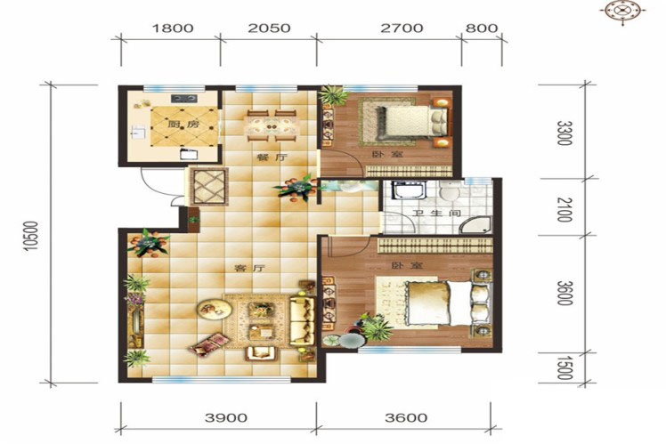 P2两室两厅一卫84平