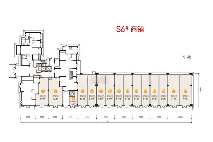 开间建面：19.00㎡